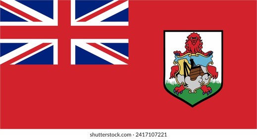 Bermuda official flag vector with standard size and proportion. National flag emblem with accurate size and colors.