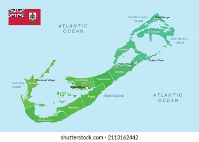 Mapa de las regiones de Bermuda