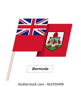 Bermuda Ribbon Waving Flag Isolated on White. Vector Illustration. Bermuda Flag with Sharp Corners