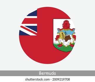 Bermuda Round Circle Flag. Bermudian Circular Button Banner Icon. Bermuda British Overseas Territory EPS Vector