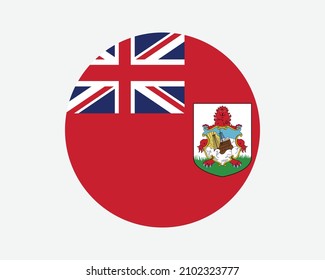 Bermuda Round Flag. The Bermudas or Somers Isles Circle Flag. British Overseas Territory Bermudian Circular Shape Button Banner. EPS Vector Illustration.
