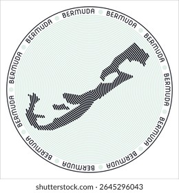 Bermuda round logo design. Country shape built of rings. Bermuda text around the country. Vector Illustration.