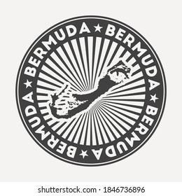 Bermuda round logo. Vintage travel badge with the circular name and map of island, vector illustration. Can be used as insignia, logotype, label, sticker or badge of the Bermuda.