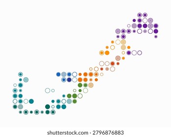 Bermuda, shape of the country build of colored cells. Digital style map of the Bermuda on white background. Large size circle blocks. Stylish vector illustration.