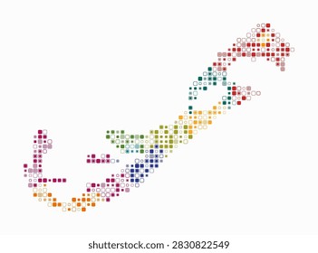 Bermuda, shape of the country build of colored cells. Digital style map of the Bermuda on white background. Small size rounded square blocks. Awesome vector illustration.