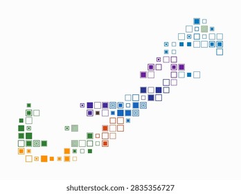 Bermuda, shape of the country build of colored cells. Digital style map of the Bermuda on white background. Large size square blocks. Creative vector illustration.