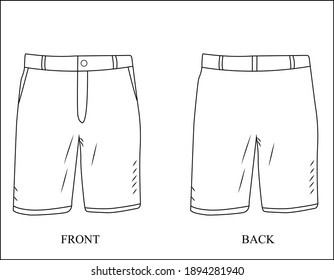 Bermuda short  Trouser flat sketch or outline 