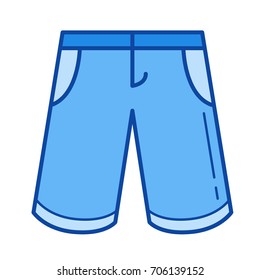 Icono de línea vectorial de cortos de Bermudas aislado en fondo blanco. Icono de línea de cortos de Bermudas para infografía, sitio web o aplicación. Icono azul diseñado en un sistema de cuadrícula.