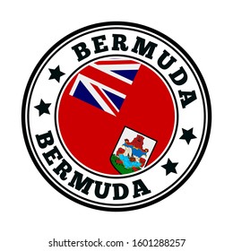 Bermuda sign. Round country logo with flag of Bermuda. Vector illustration.