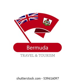 Bermuda The Travel Destination logo - Vector travel company logo design - Country Flag Travel and Tourism concept t shirt graphics - vector illustration
