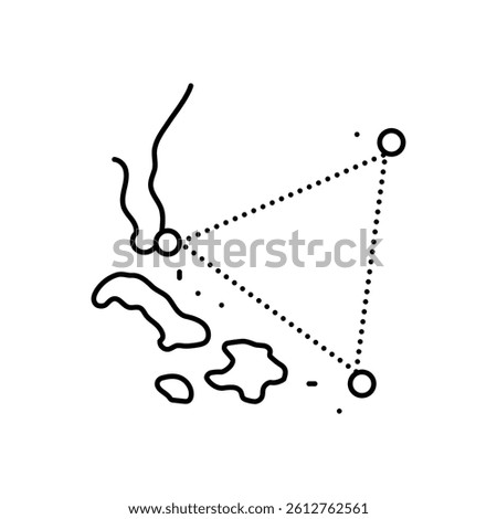 the bermuda triangle unsolved mystery line icon vector. the bermuda triangle unsolved mystery sign. isolated contour symbol black illustration