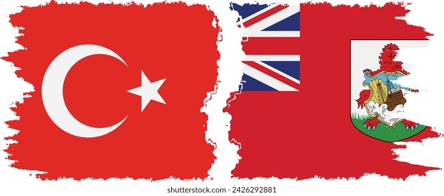 Bermudas y Turquía grunge banderas de conexión, vector