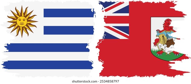 Bermudas y Uruguay: conexión de banderas grunge, Vector