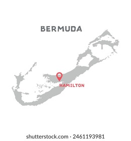 Bermuda vector map illustration, country map silhouette with mark the capital city of Bermuda inside. vector illustration. Every country in the world is here