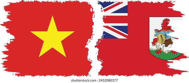 Bermuda and Vietnam grunge flags connection, vector