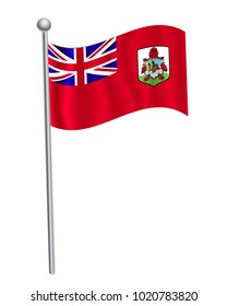 bermuda waving flag on flagpole vector illustration.3d vector icon isolated on white background