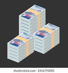 Bermudische Dollar-Vektorgrafik. Bermuda Geldset Bundle Banknoten. Papier Geld 10 BMD. Flacher Stil. Einzeln auf weißem Hintergrund. Einfaches minimales Design.