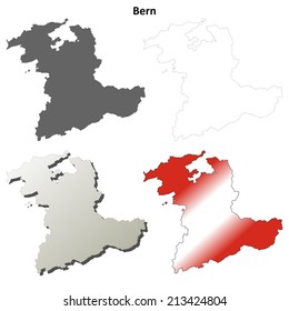 Bern blank detailed outline map set - vector version