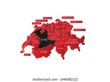 Bern canton outline map Switzerland country state 