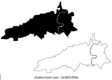 Bern City (Swiss Confederation, Switzerland) map vector illustration, scribble sketch City of Berne map