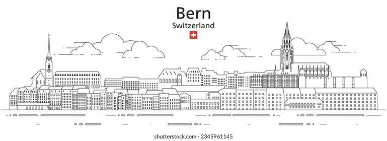 Bern cityscape line art vector illustration