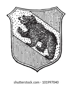 Bern coat of arms (capital city of Switzerland) / vintage illustration from Brockhaus Konversations-Lexikon 1908