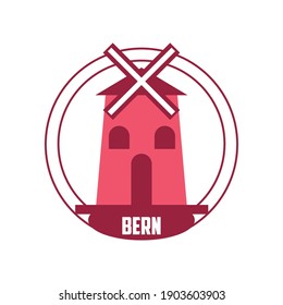 bern mill city stamp design, Travel tourism and tour theme Vector illustration