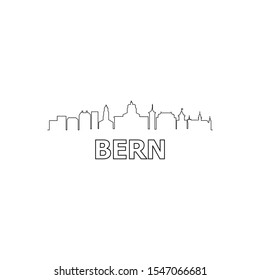 Bern skyline and landmarks silhouette black vector icon. Bern panorama. Switzerland
