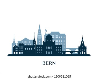 Bern skyline, monochrome silhouette. Vector illustration.