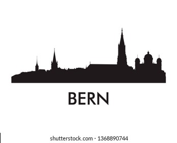 Bern skyline silhouette vector of famous places