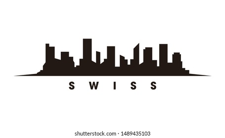 Bern Swiss skyline and landmarks silhouette vector