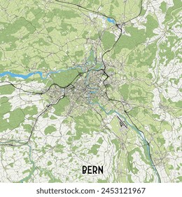 Bern, Switzerland map poster art