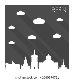 Bern Switzerland Skyline City Flat Silhouette Design Background