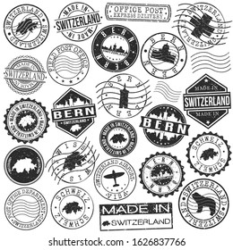 Bern Switzerland Stamp. Vector Art Postal. Passport Travel Design. Travel and Business Set.