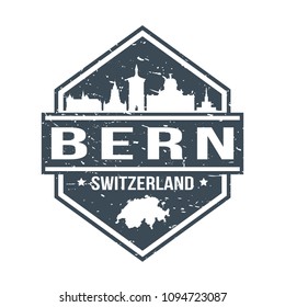 Bern Switzerland Travel Stamp Icon Skyline City Design Tourism Seal Vector.