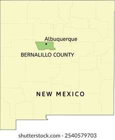 Bernalillo County and city of Albuquerque location on New Mexico state map