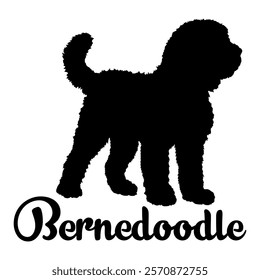 Bernedoodle. dog silhouette, dog breeds, logo, vector, silhouette,  animal, illustration, icon, sign, design, black, symbol, pet, love
