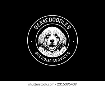 Bernedoodles dog logo vector template 