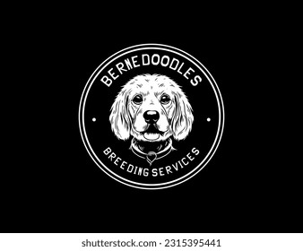 Bernedoodles dog logo vector template