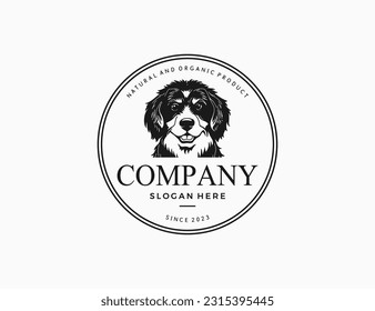 Bernedoodles dog logo vector template