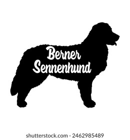 Berner Sennenhund Hundesilhouette Hunderassen Logo Hundemonogramm Vektorgrafik