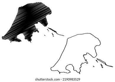 Berneray island (United Kingdom of Great Britain and Northern Ireland, Scotland, Outer Hebrides islands) map vector illustration, scribble sketch Isle of Berneray map