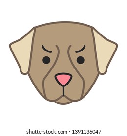 Bernese Dog Cute Kawaii Vector Character. Dog With Angry Muzzle. Irritated Animal With Frowning Eyebrows. Grumpy Domestic Doggie. Funny Emoji, Sticker, Emoticon. Isolated Cartoon Color Illustration