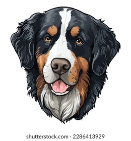 Bernese Mountain Dog Flat Icon Isolated On White Background