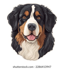 Bernese Mountain Dog Flat Icon Isolated On White Background