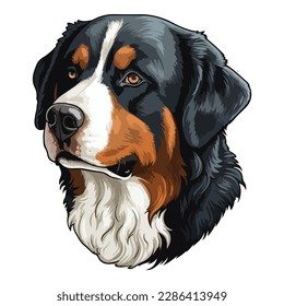 Bernese Mountain Dog Flat Icon Isolated On White Background