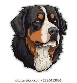 Bernese Mountain Dog Flat Icon Isolated On White Background