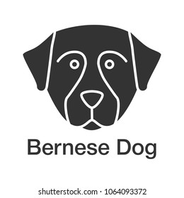 Bernese Mountain dog glyph icon. Sennenhund dog. Silhouette symbol. Negative space. Vector isolated illustration