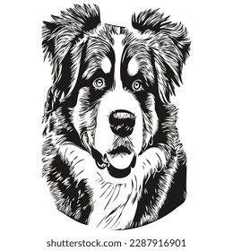 Bernese Mountain dog line art hand drawing vector logo black and white pets illustration
