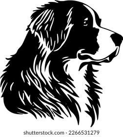 Bernese Mountain Dog outline only, dog,illustration, black color,image, dog head, vector illustration, black color, vector image